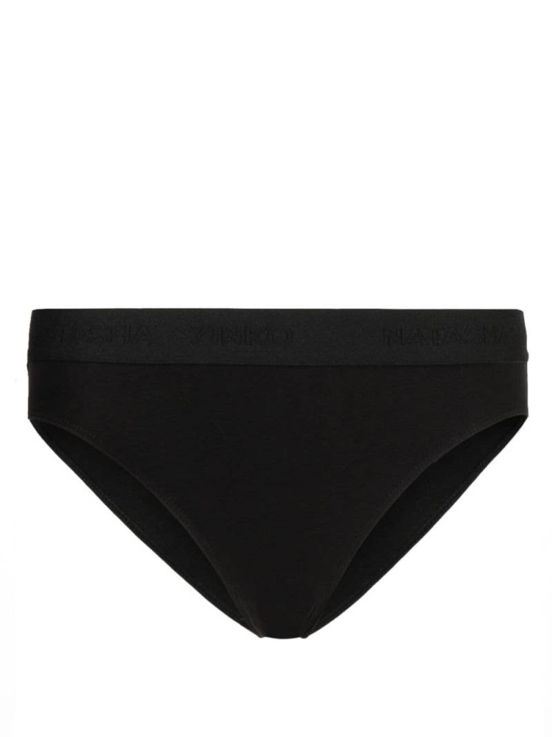 Natasha Zinko embroidered-logo cotton briefs - Black von Natasha Zinko