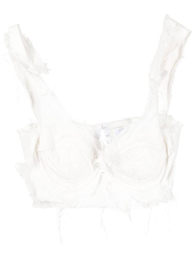 Natasha Zinko frayed-detail bustier top - White von Natasha Zinko