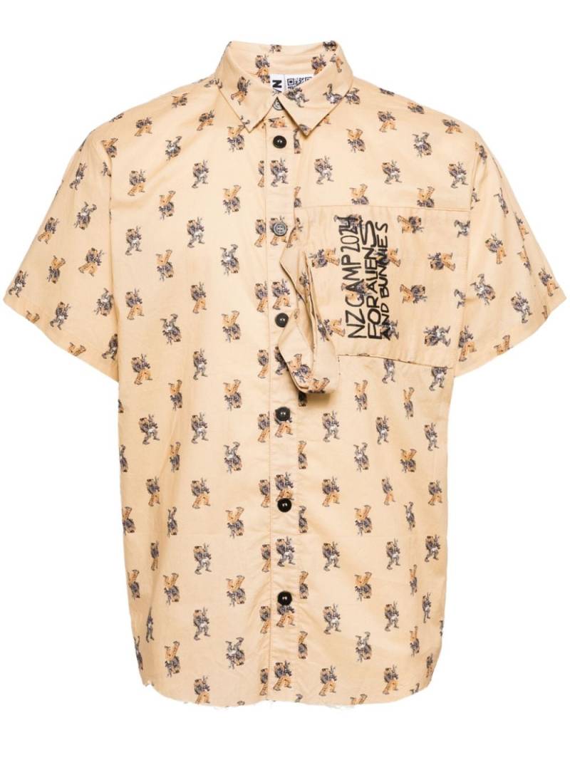 Natasha Zinko graphic-print cotton shirt - Neutrals von Natasha Zinko