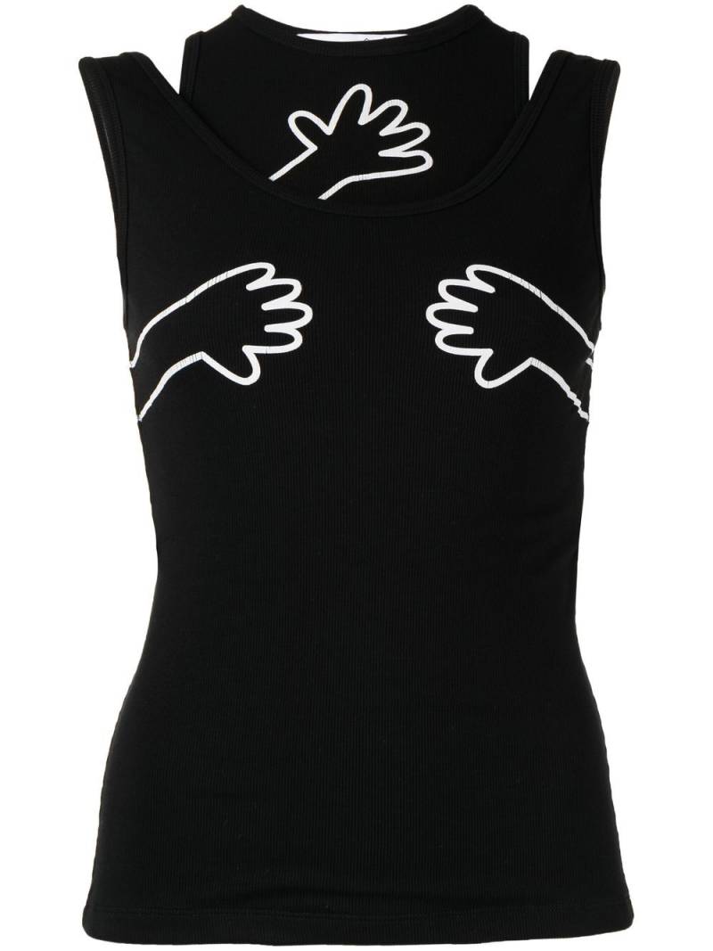 Natasha Zinko graphic-print cut-out tank - Black von Natasha Zinko