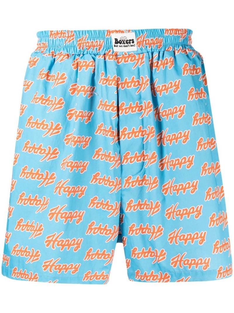 Natasha Zinko happy-print cotton shorts - Blue von Natasha Zinko