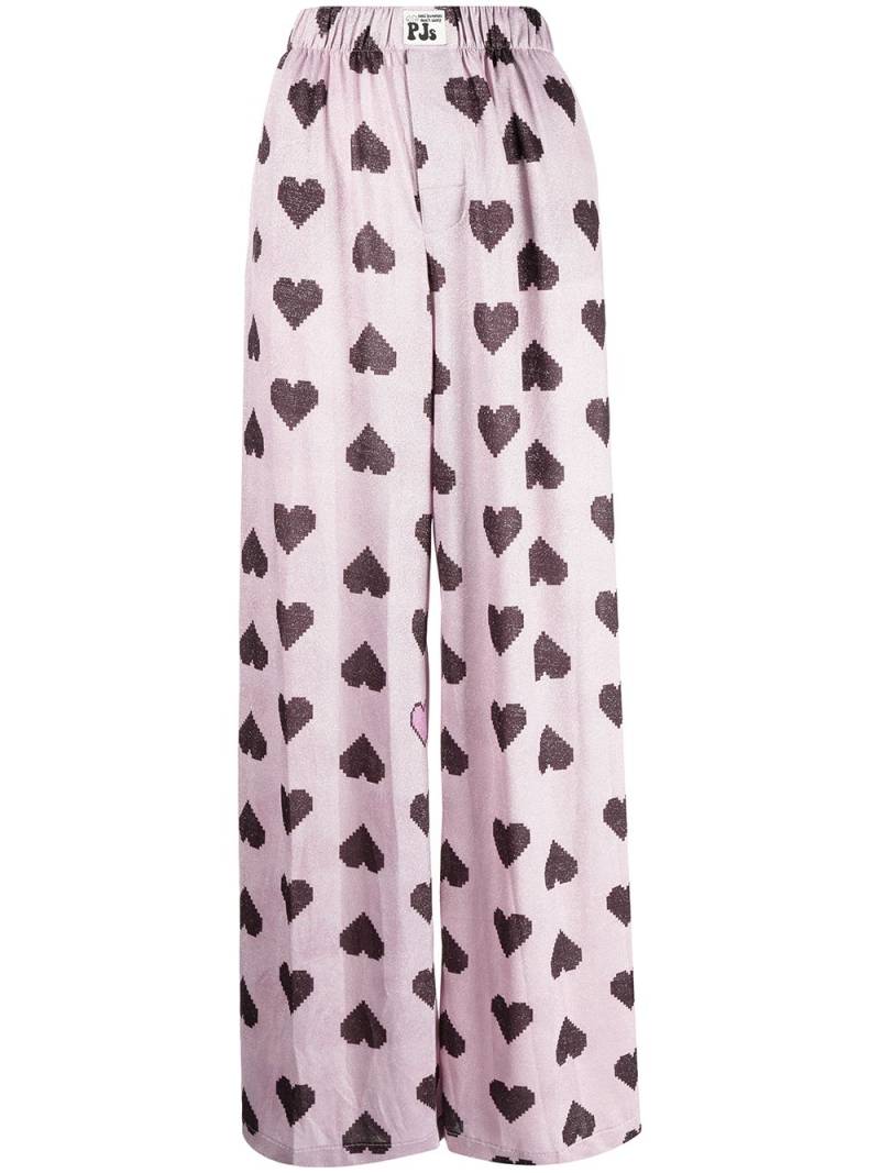 Natasha Zinko heart-print wide-leg trousers - Pink von Natasha Zinko