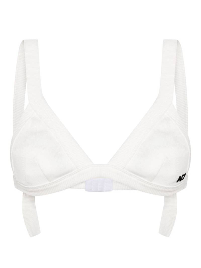 Natasha Zinko logo-embroidered ribbed bra - White von Natasha Zinko