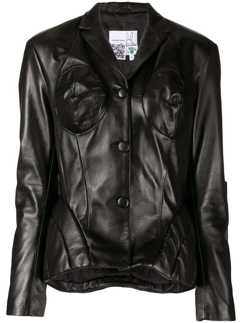 Natasha Zinko padded cone-bust leather jacket - Black von Natasha Zinko