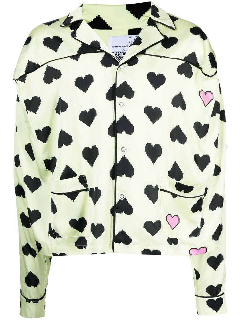 Natasha Zinko pixel-heart print shirt - Green von Natasha Zinko