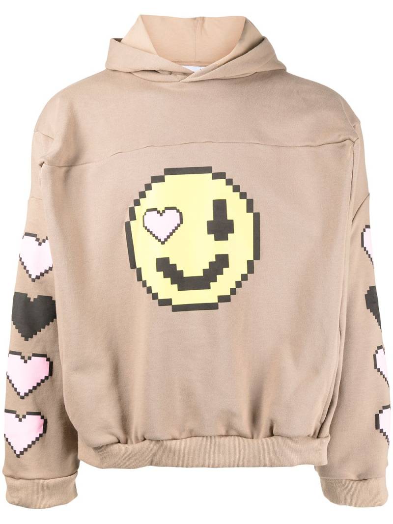 Natasha Zinko pixel-smiley pullover box hoodie - Brown von Natasha Zinko