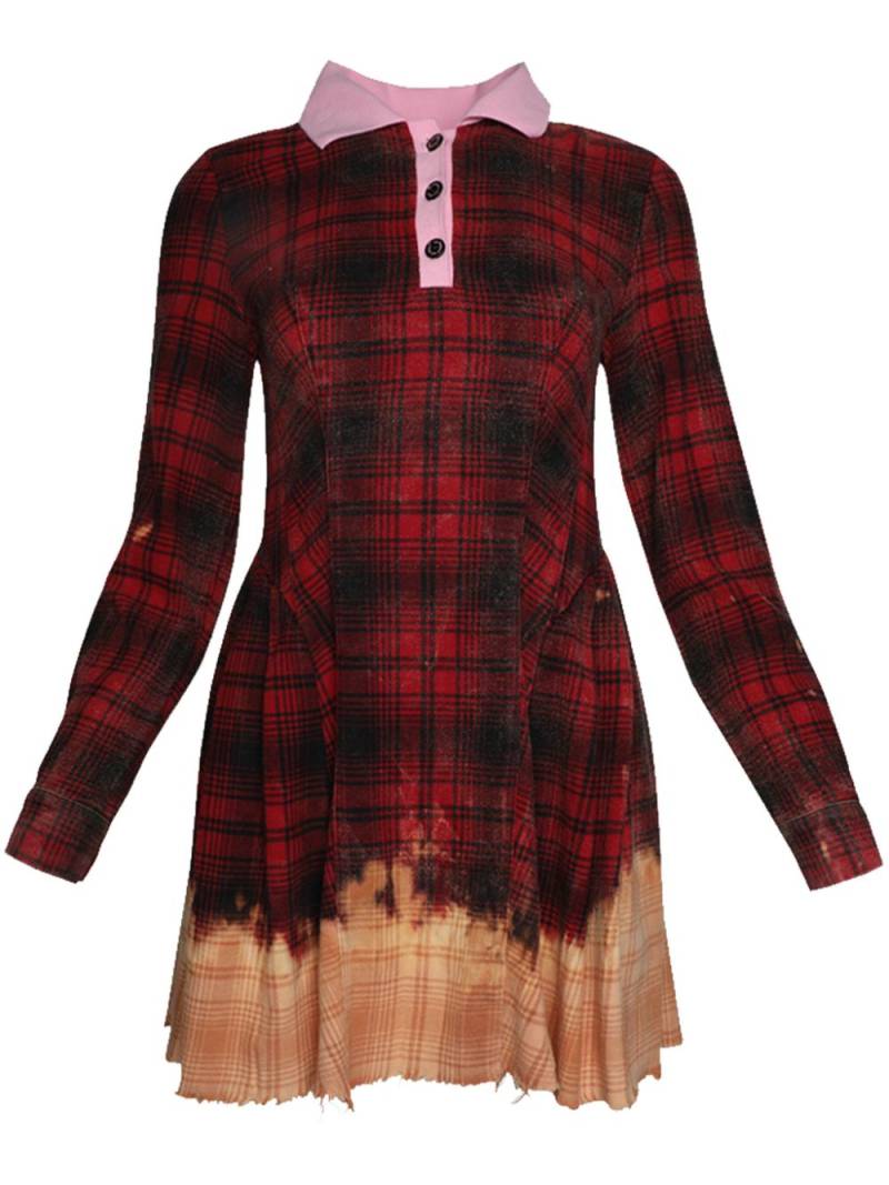 Natasha Zinko plaid-check bleached-effect minidress - Red von Natasha Zinko