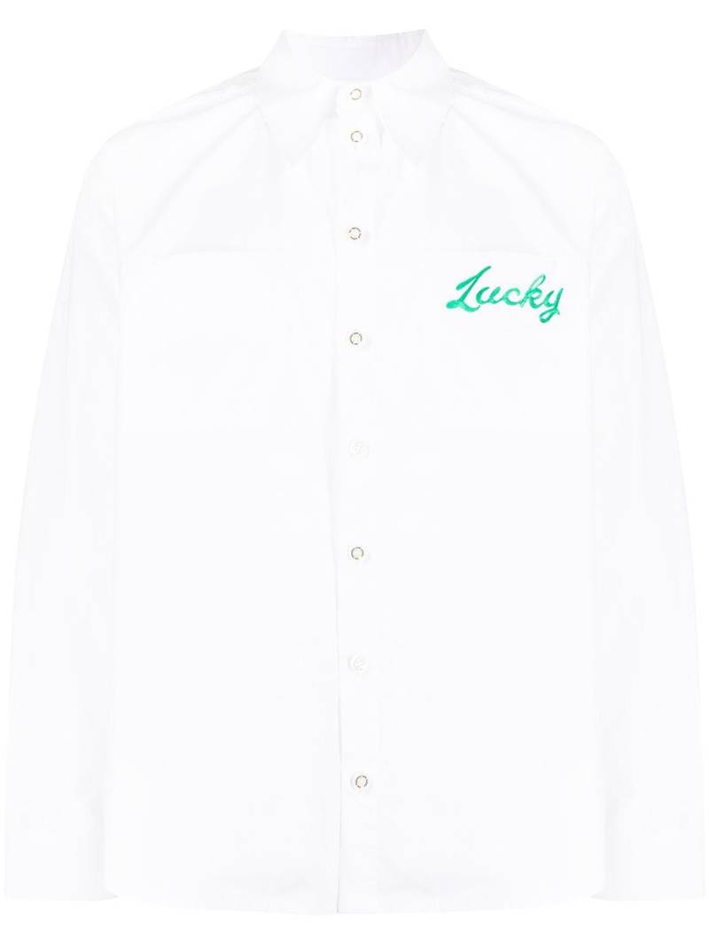 Natasha Zinko slogan-print button-up shirt - White von Natasha Zinko