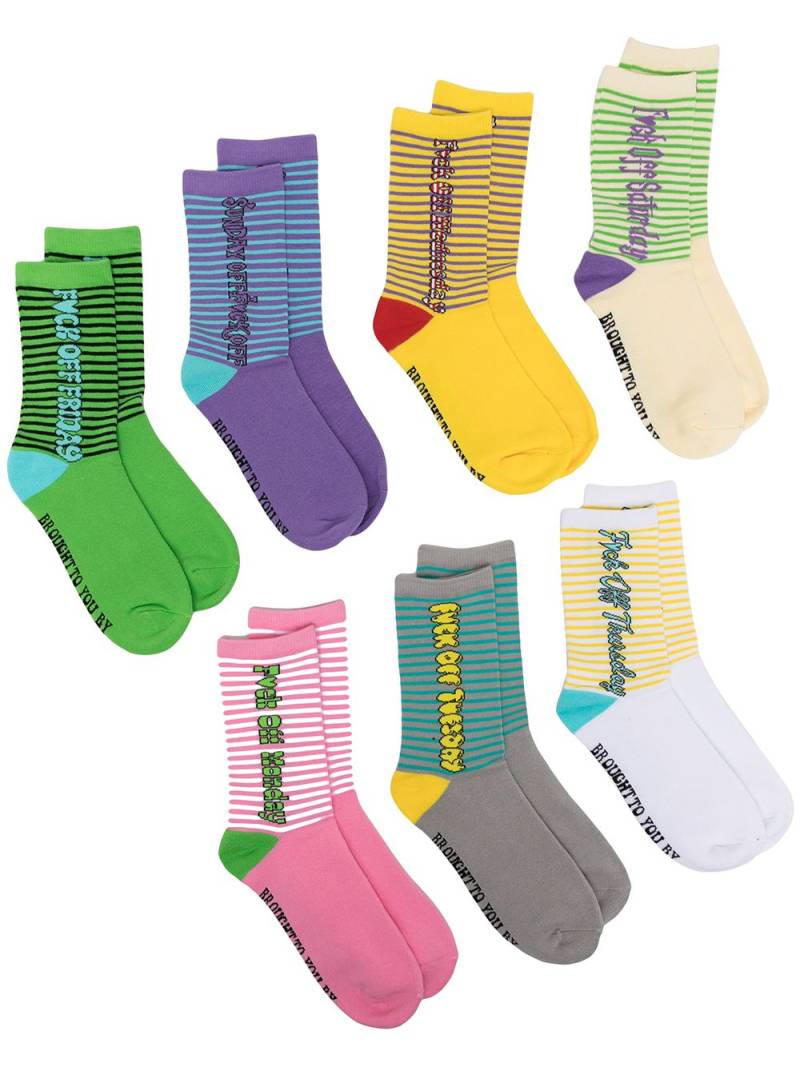 Natasha Zinko striped slogan socks pack of seven - Multicolour von Natasha Zinko