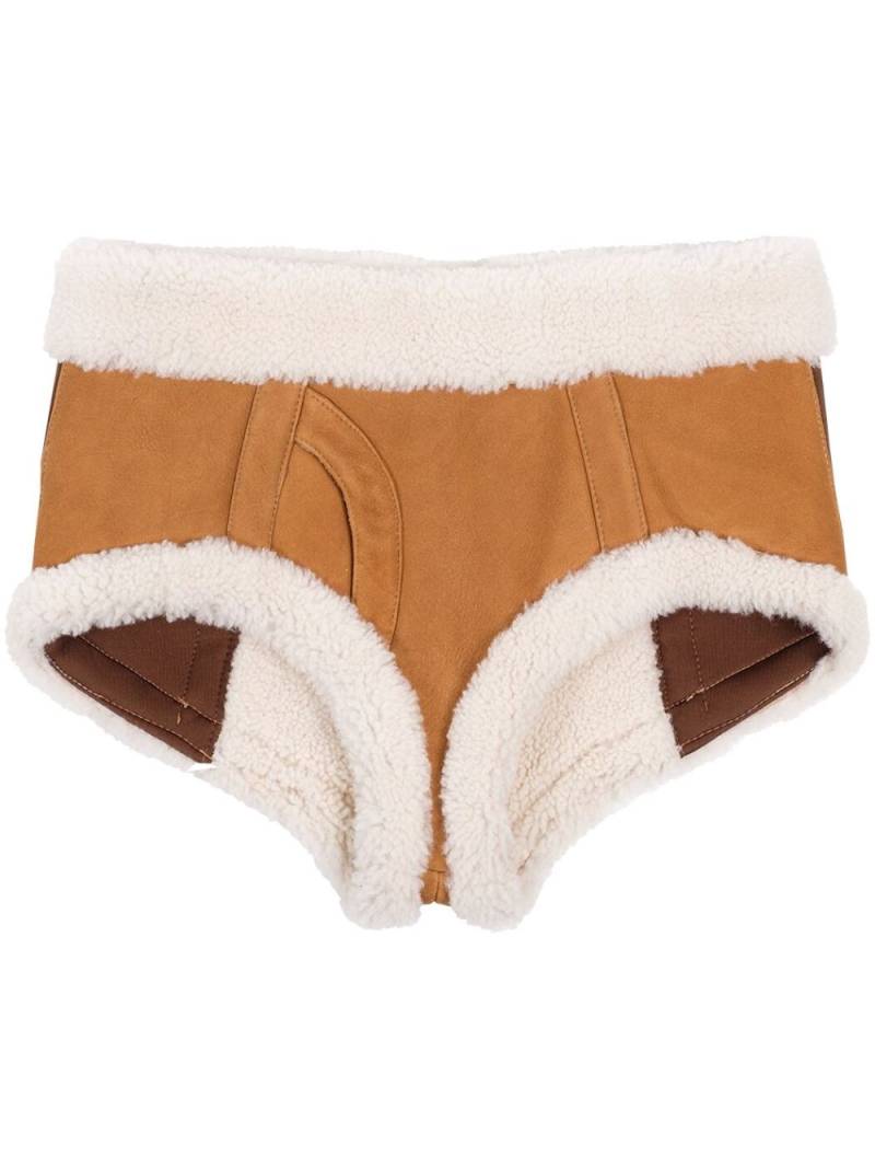 Natasha Zinko trimmed sheepskin mini shorts - Brown von Natasha Zinko