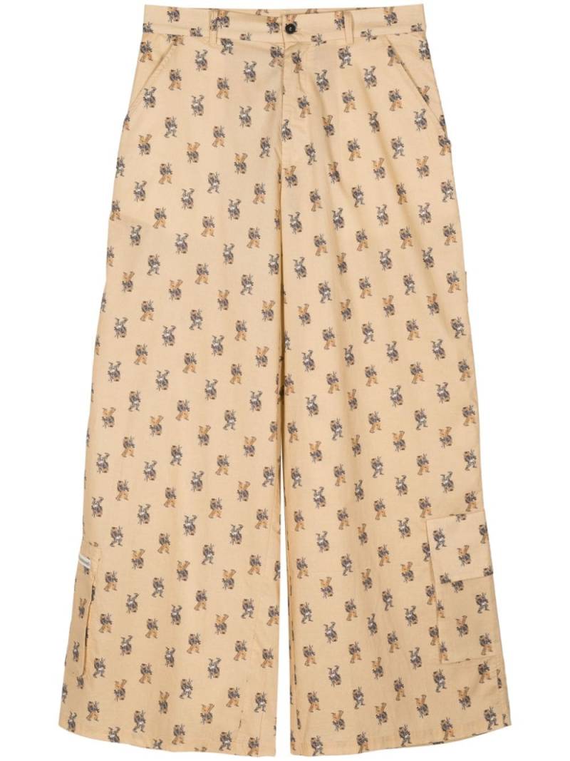 Natasha Zinko wide-leg graphic-print cotton pants - Neutrals von Natasha Zinko