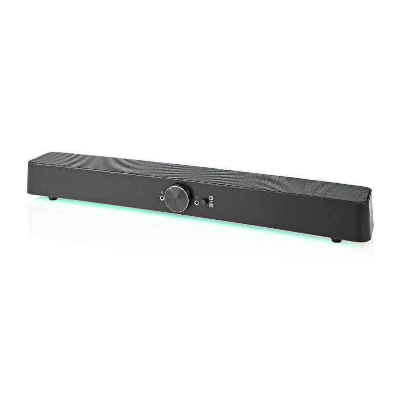 Gaming-Lautsprecher | Lautsprecherkanäle: 2.0 | USB-Power | 3,5 mm Male | 30 W | LED | Lautstärkeregler | Anschlussausgang: 1x 3,5 mm von Nedis