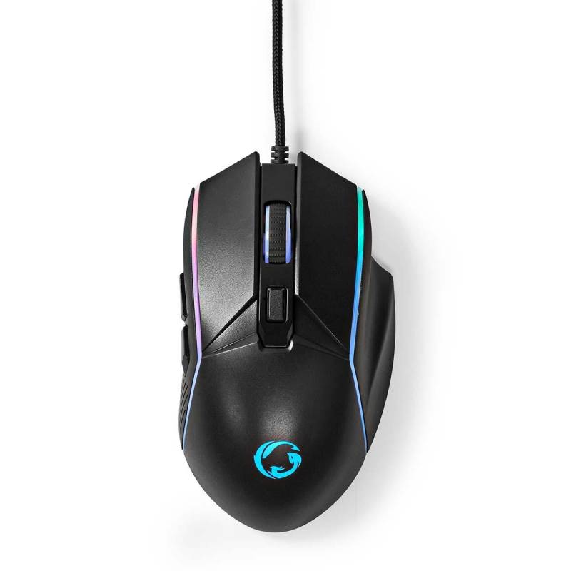 Gaming-Maus | Kabelgebunden | 800 / 1200 / 2400 / 3200 / 4800 / 7200 dpi | Einstellbare DPI | Anzahl der Tasten: 6 | Rechtshänder | 1,50 m | LED von Nedis