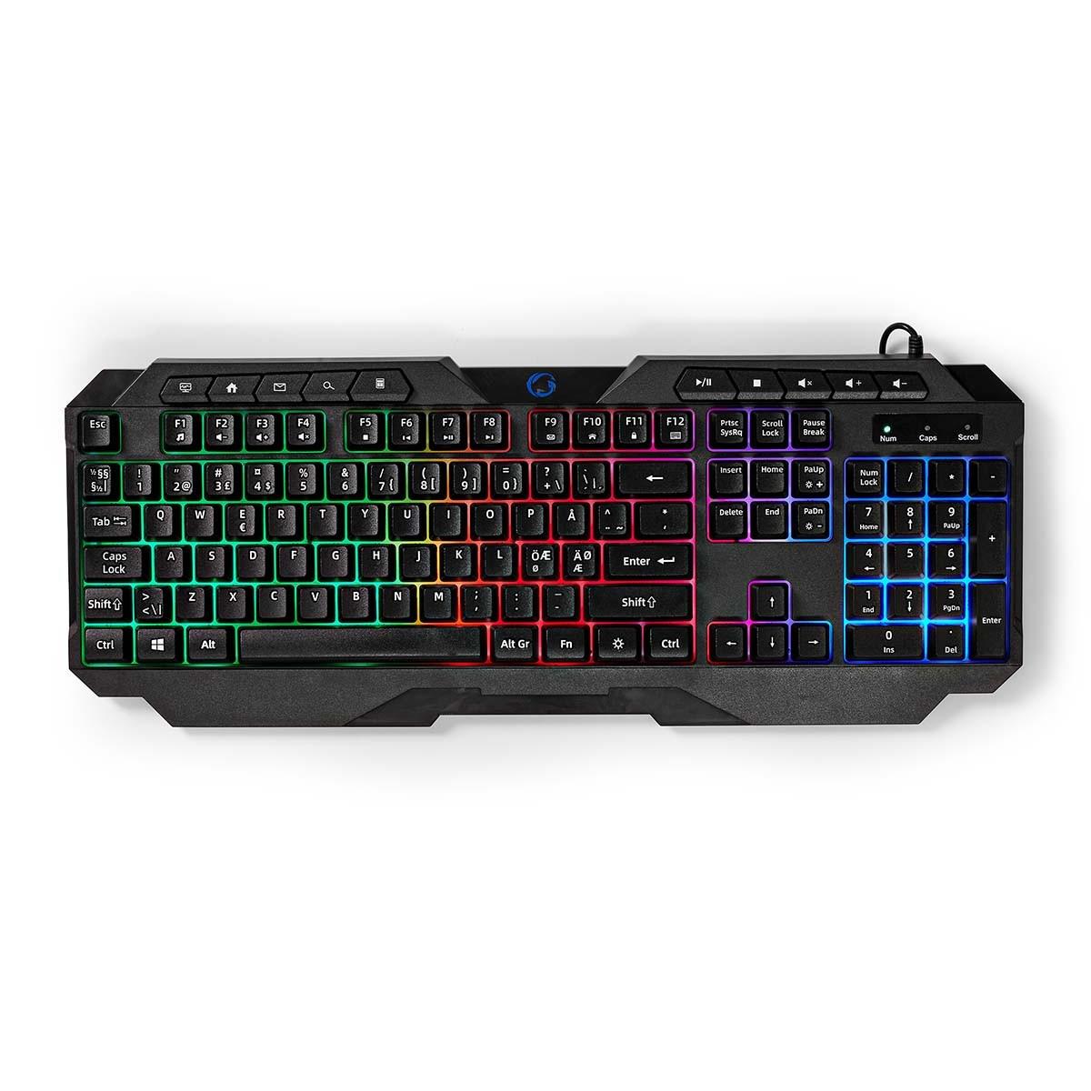 Nedis - Kabelgebundene Gaming-Tastatur | USB Typ-A Membrantasten LED QWERTY ND-Layout USB-Stromversorgung Stromkabellänge: 1,30 m Multimedia von Nedis