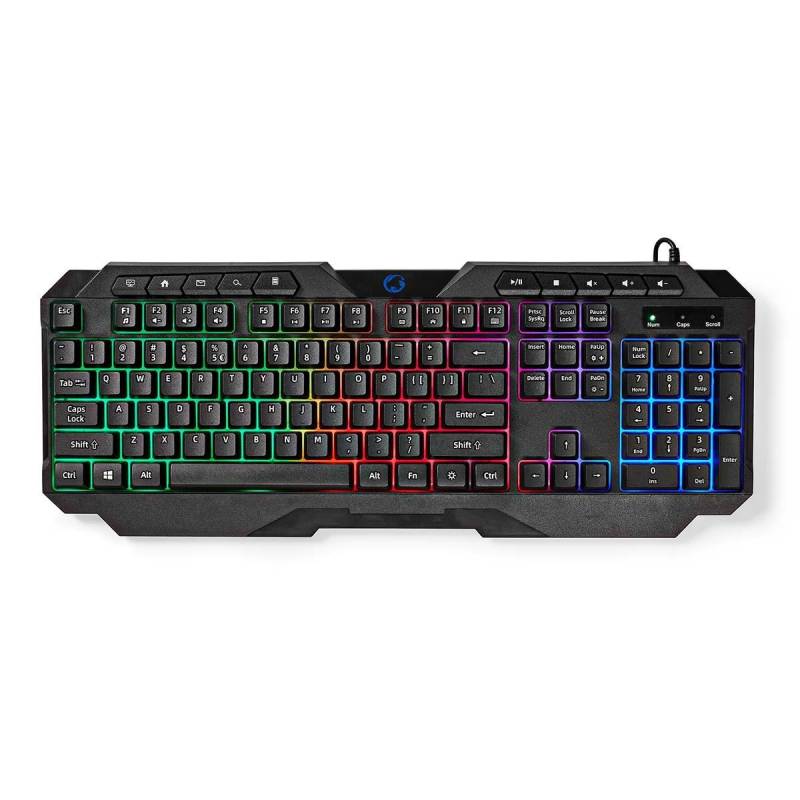 Kabelgebundene Gaming-Tastatur | USB Typ-A | Membrantasten | LED | QWERTY | US-Layout | USB-Stromversorgung | Stromkabellänge: 1,30 m | Multimedia von Nedis