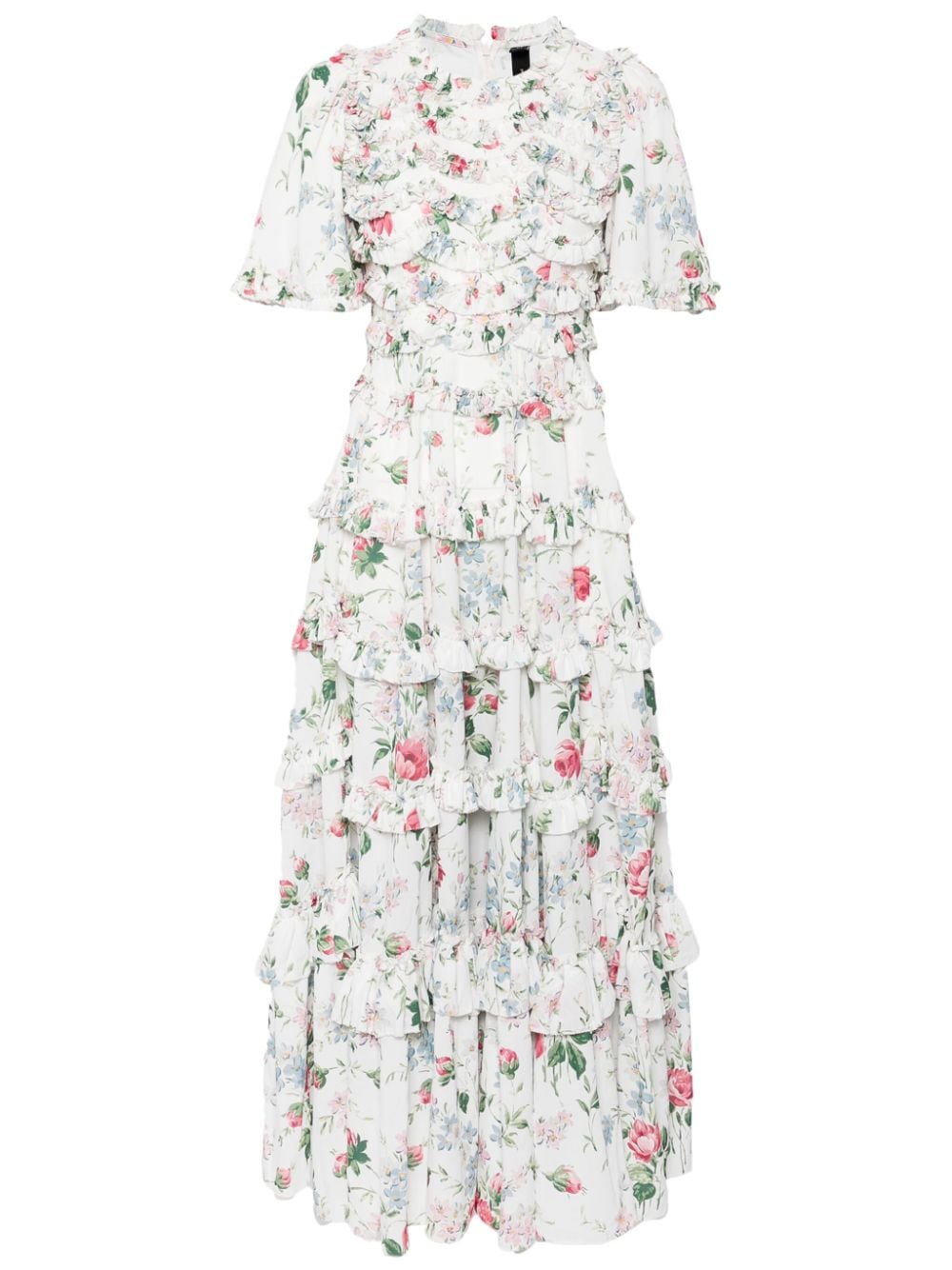 Needle & Thread Floral Fantasy ruffled dress - White von Needle & Thread