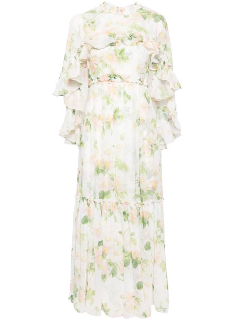 Needle & Thread Immortal Rose harper chiffon gown - White von Needle & Thread