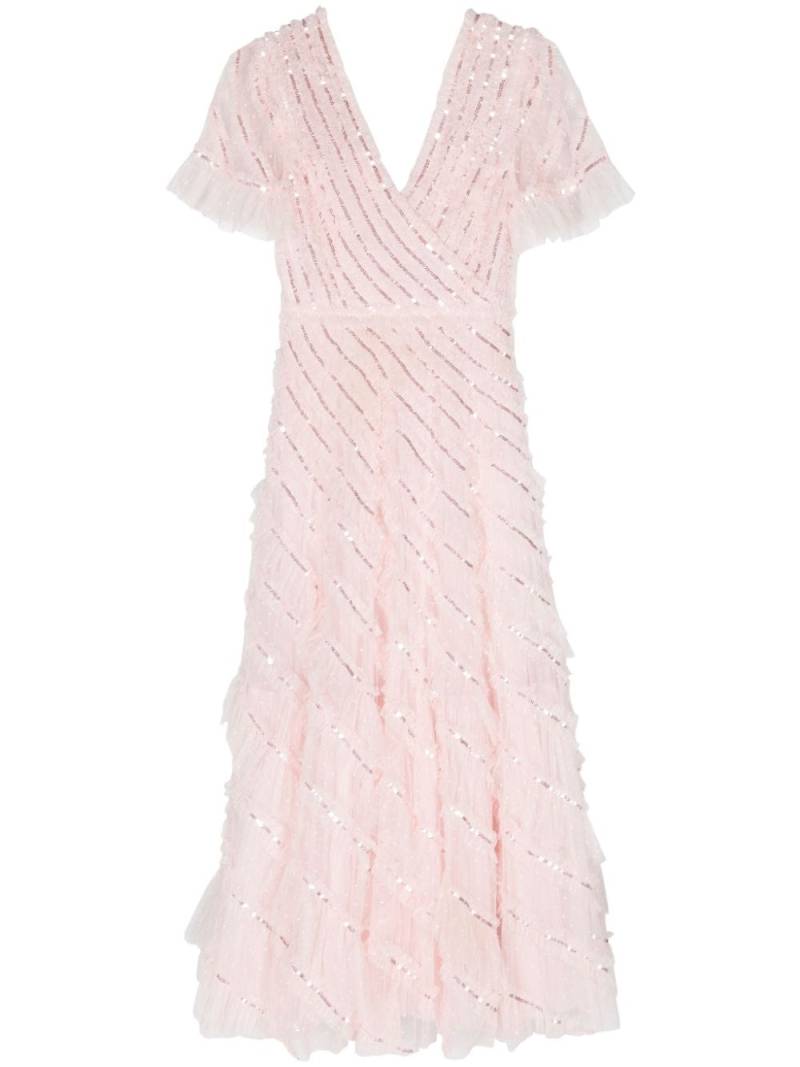 Needle & Thread Spiral sequined dress - Pink von Needle & Thread