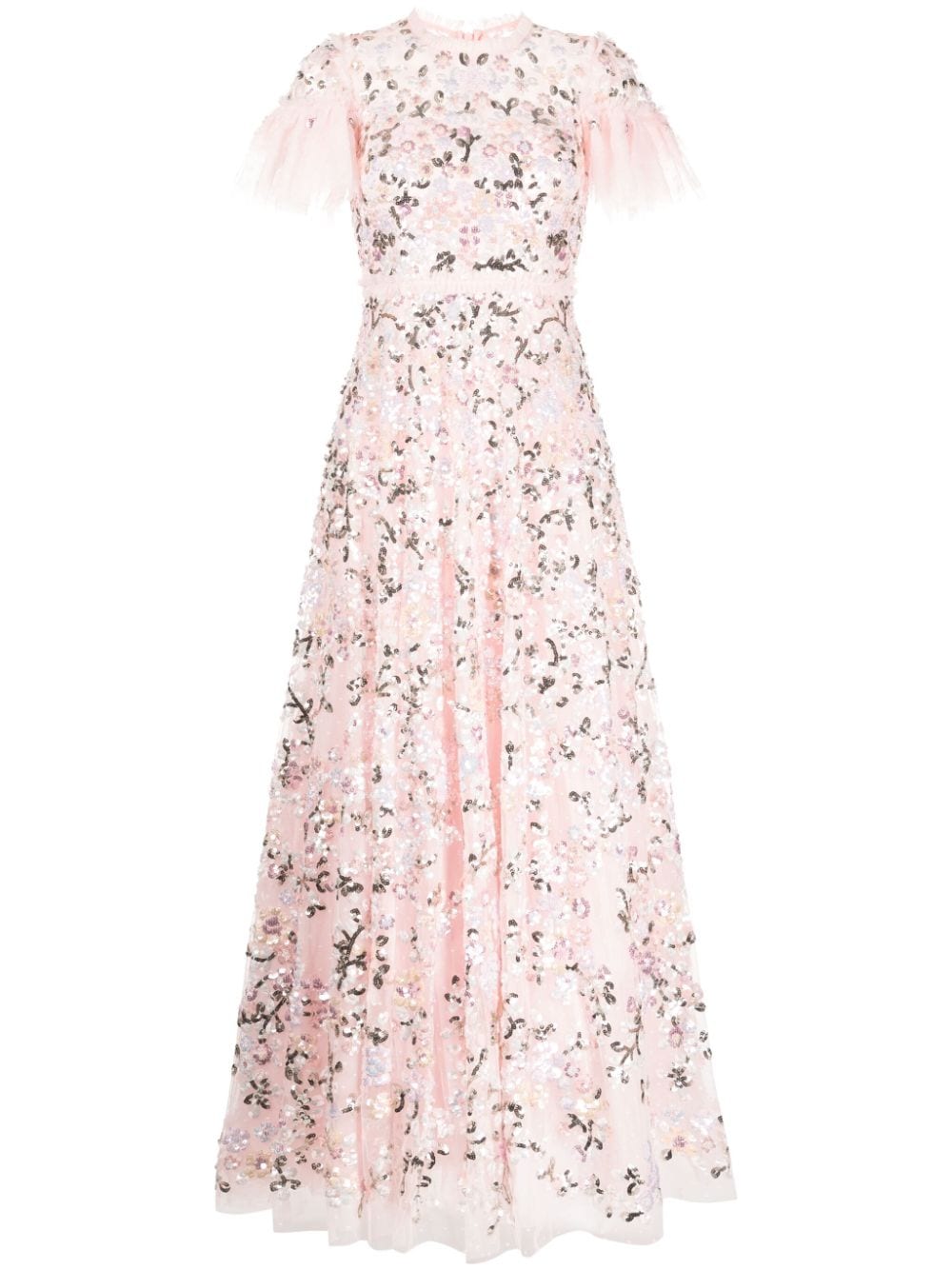 Needle & Thread floral-embroidered short-sleeve gown - Pink von Needle & Thread