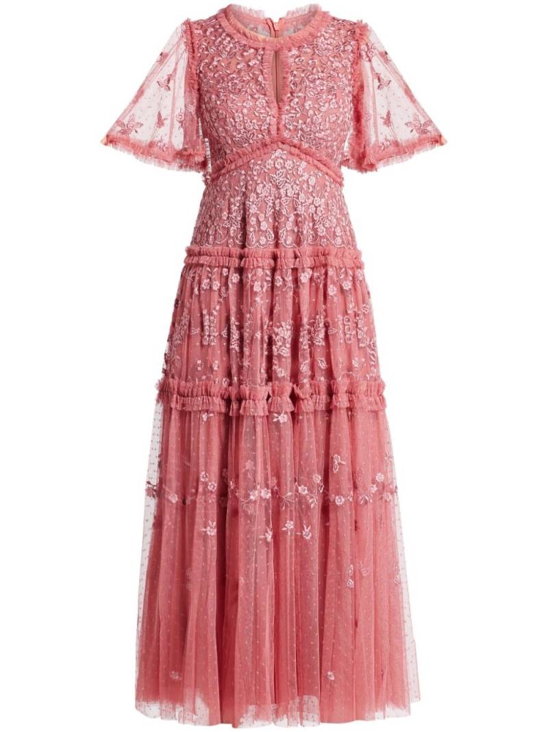 Needle & Thread floral embroidery dress - Pink von Needle & Thread