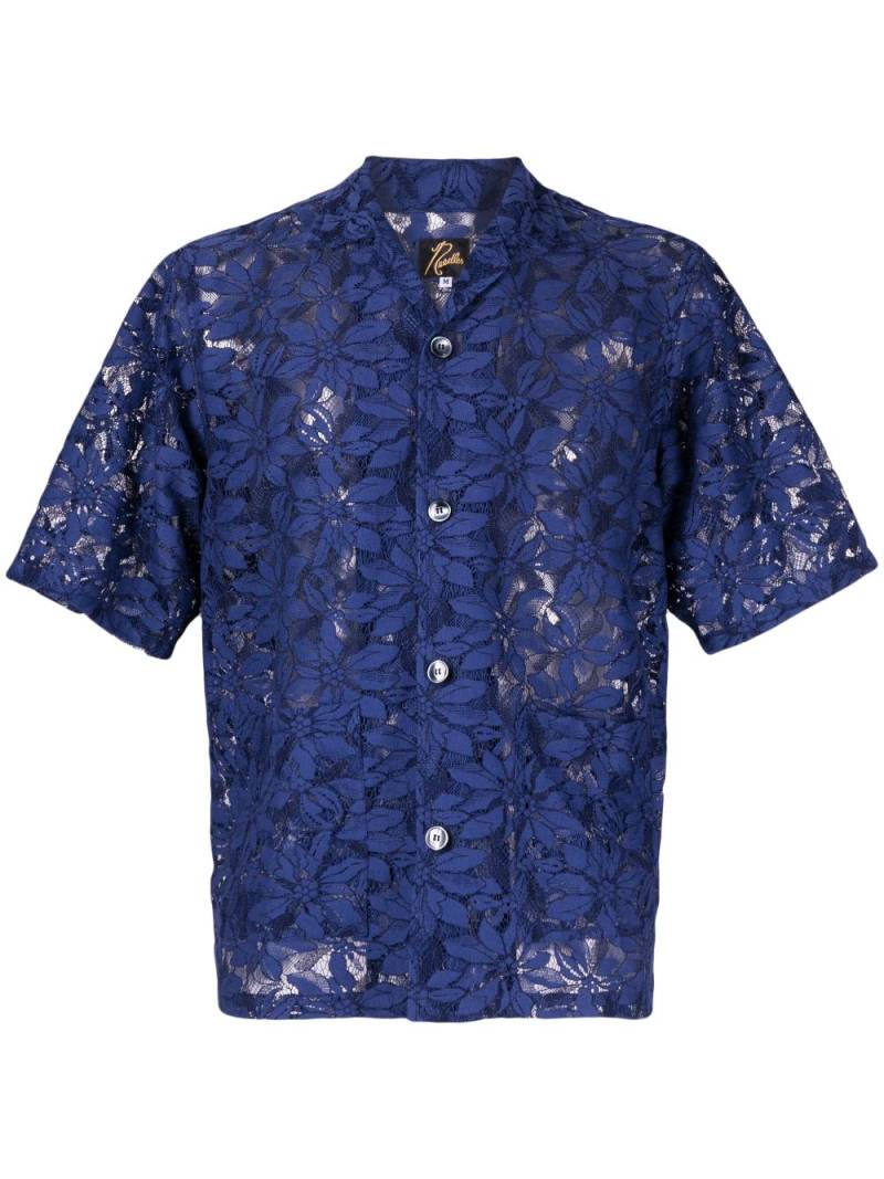 Needles floral-lace button-up shirt - Blue von Needles