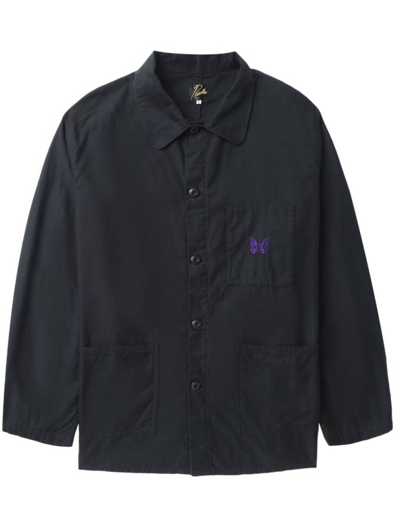 Needles logo-embroidered cotton shirt jacket - Black von Needles