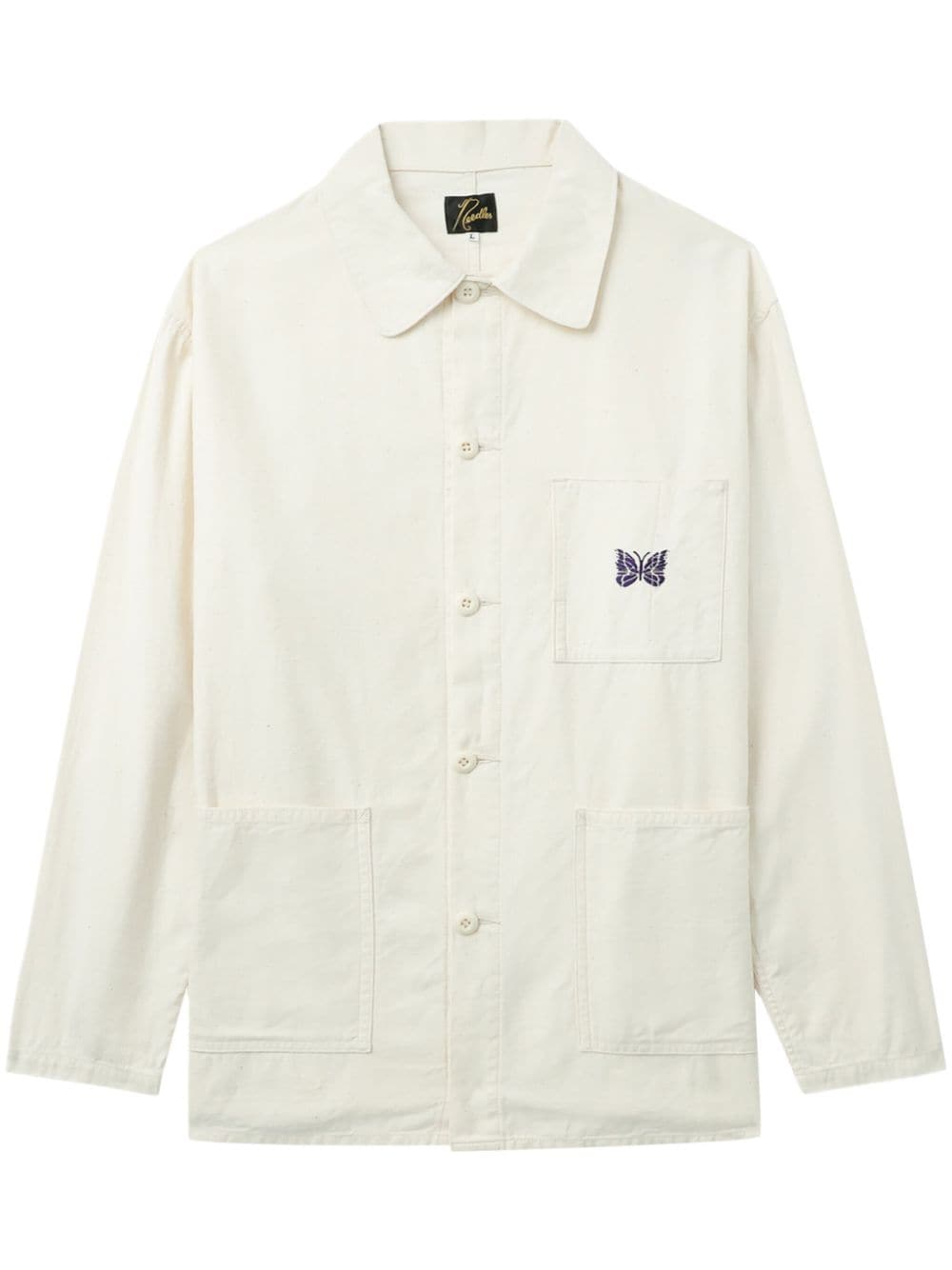 Needles logo-embroidered cotton shirt jacket - White von Needles