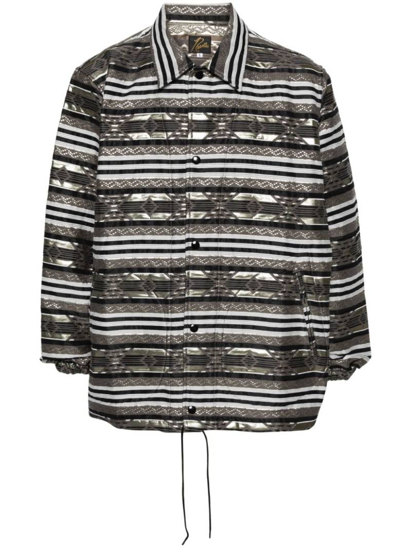 Needles patterned-jacquard striped shirt jacket - Grey von Needles