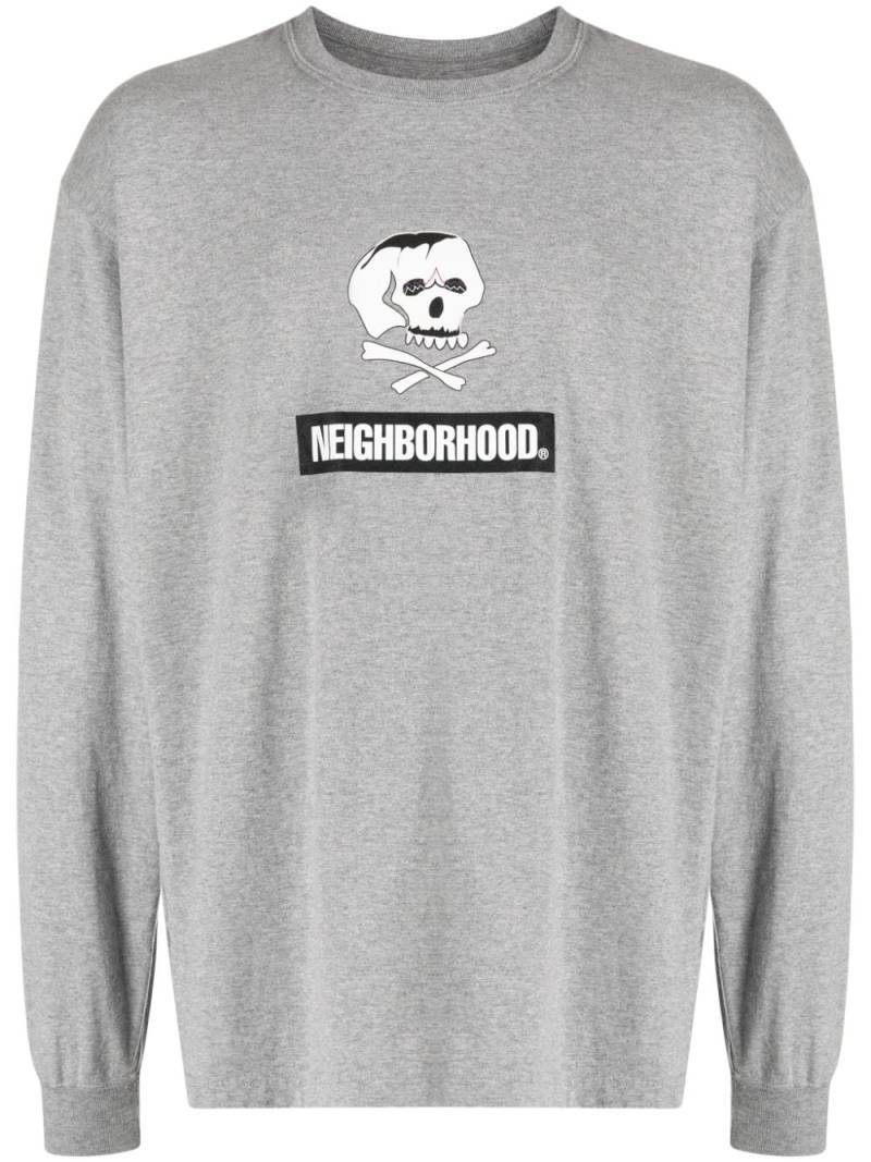 Neighborhood Skull logo-embroidered long-sleeve T-shirt - Grey von Neighborhood