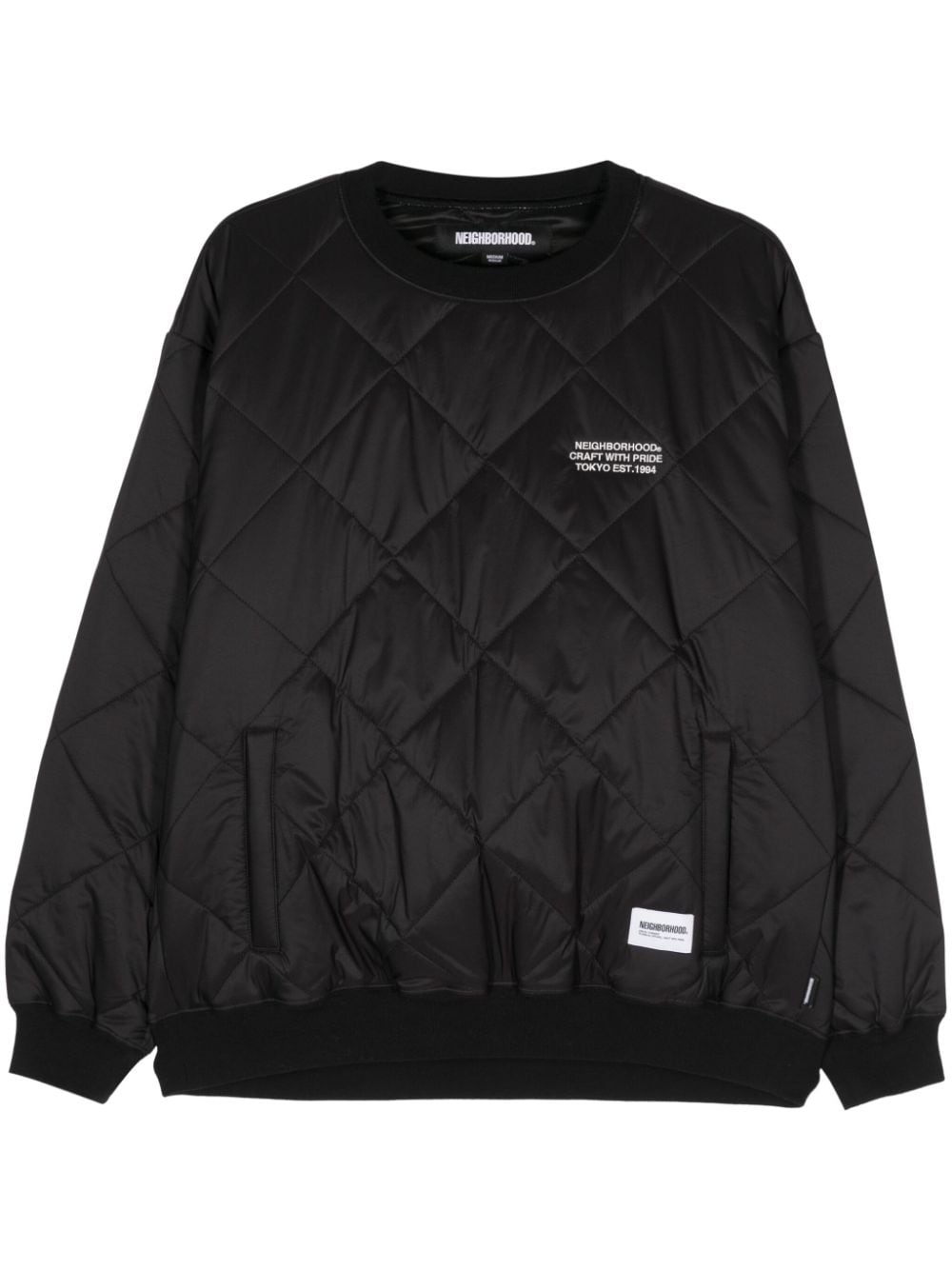 Neighborhood logo-embroidered quilted sweatshirt - Black von Neighborhood