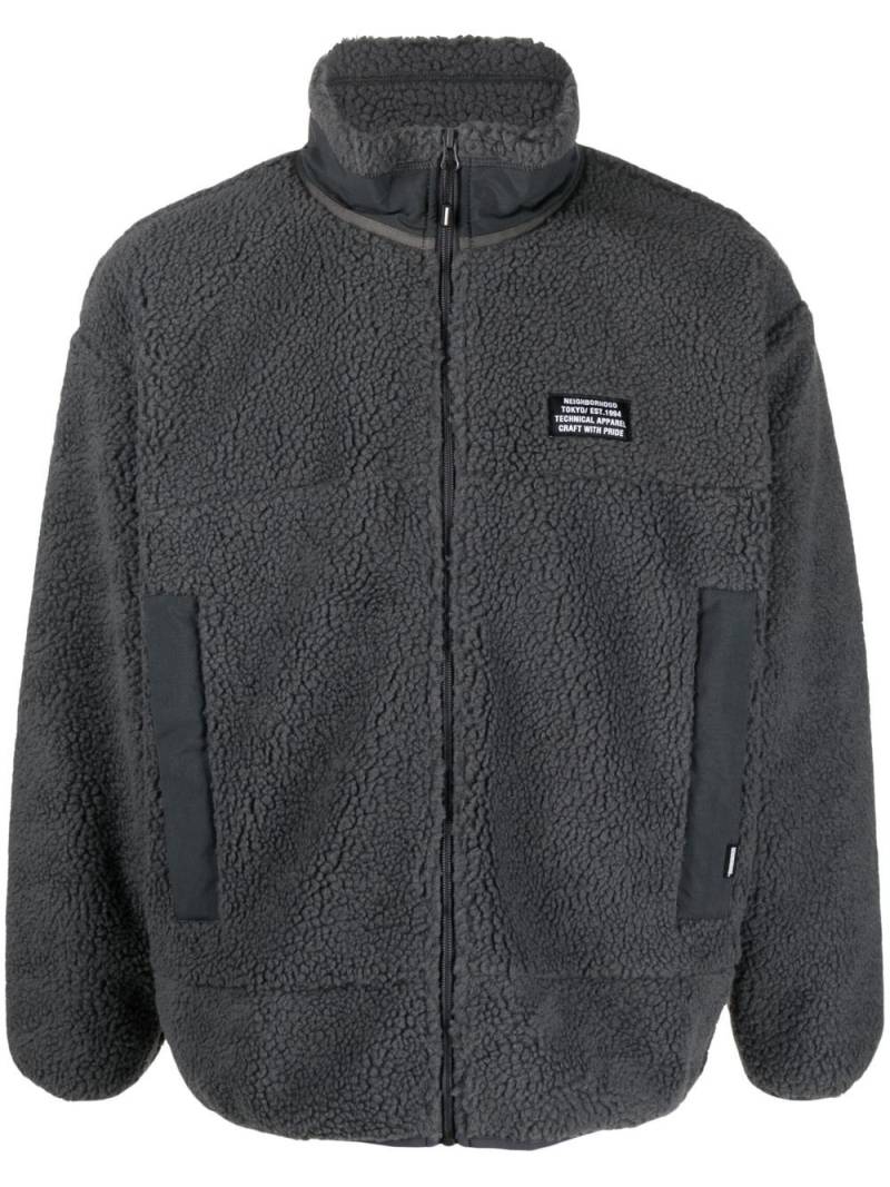 Neighborhood logo-patch fleece jacket - Grey von Neighborhood