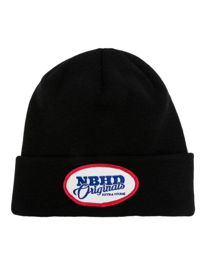 Neighborhood logo-patch knitted beanie - Black von Neighborhood