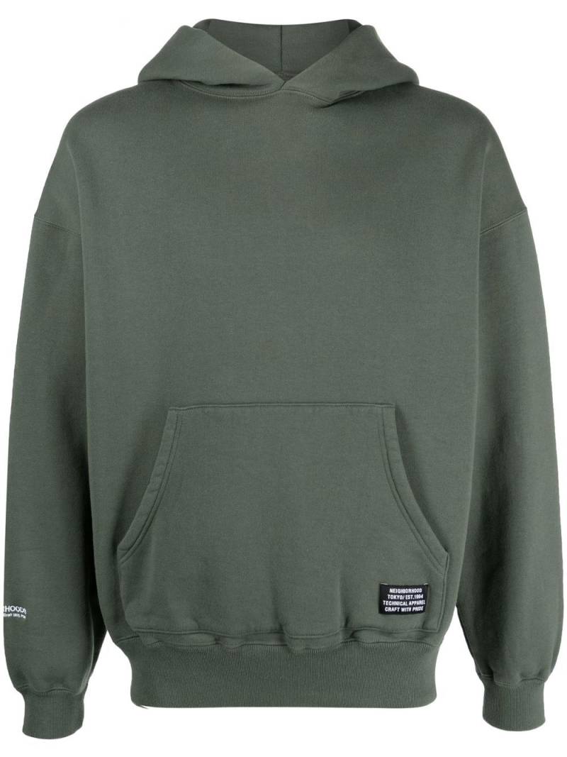 Neighborhood logo-patch long-sleeve hoodie - Green von Neighborhood