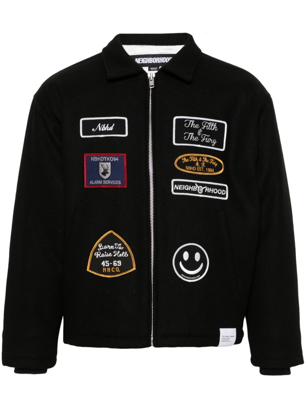 Neighborhood logo-patch wool-blend jacket - Black von Neighborhood