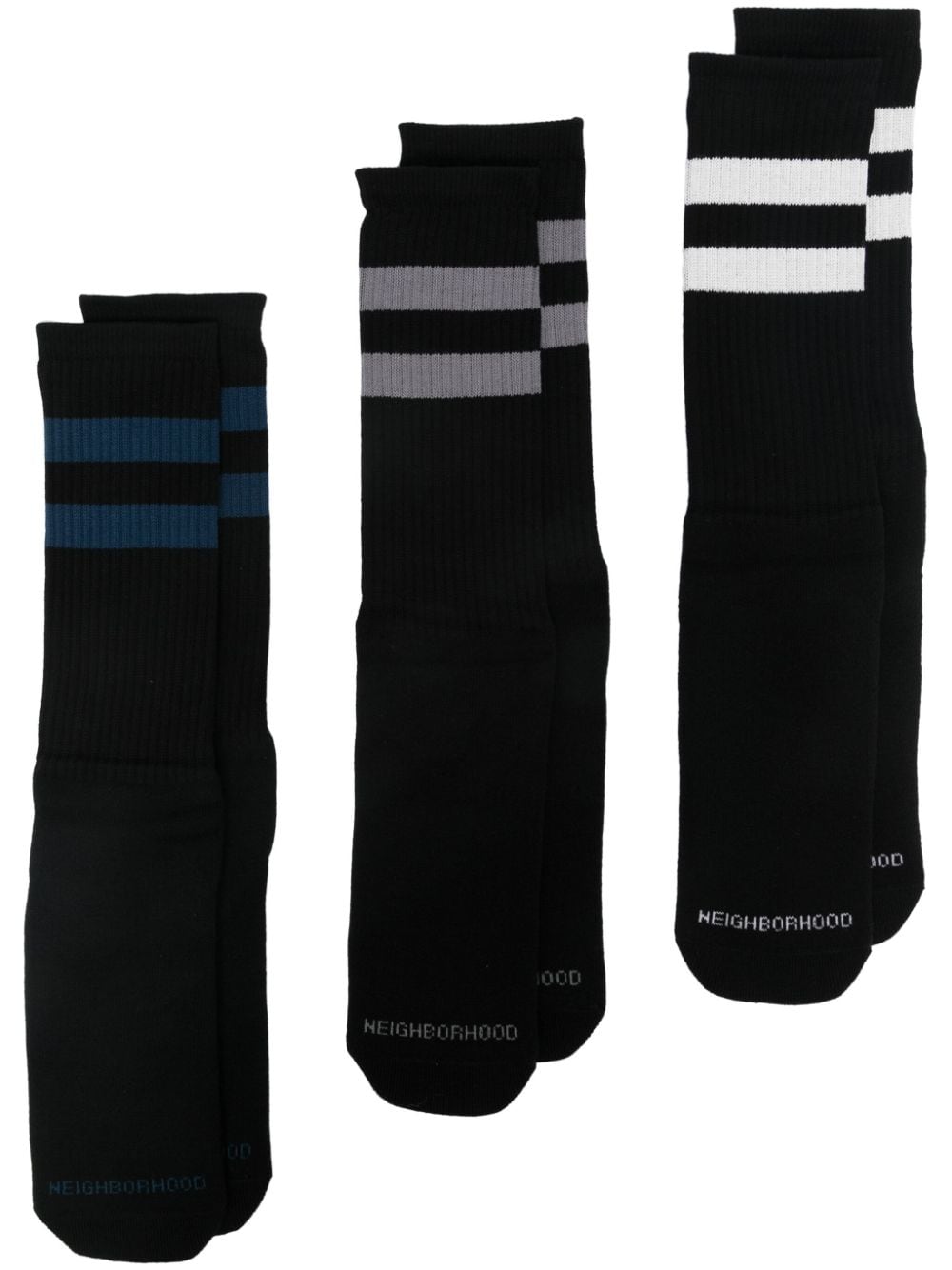 Neighborhood stripe-detailing socks (pack of three) - Black von Neighborhood