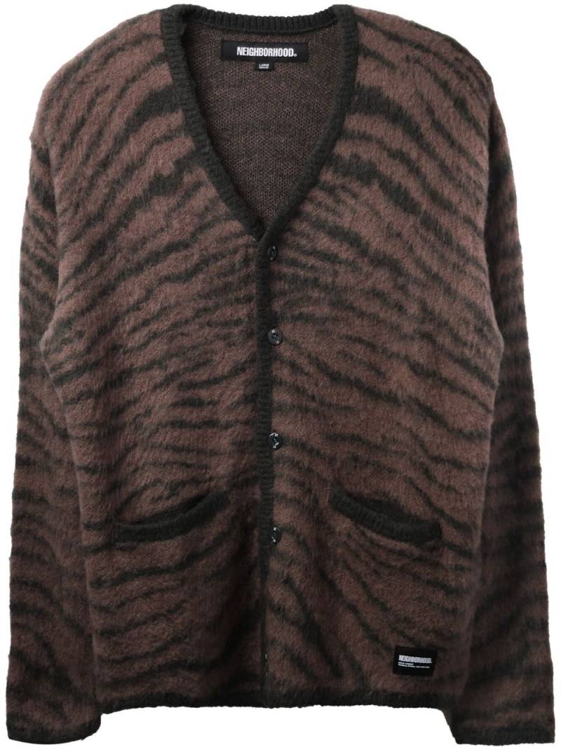 Neighborhood tiger-pattern knit cardigan - Brown von Neighborhood