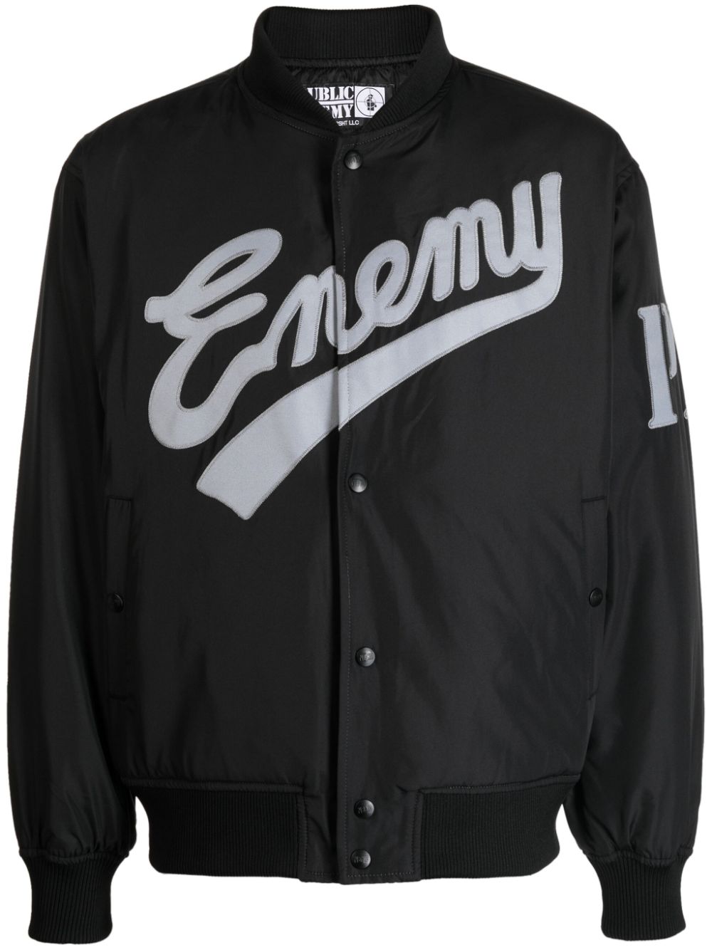 Neighborhood x Public Enemy x Majestic logo-embroidered bomber jacket - Black von Neighborhood