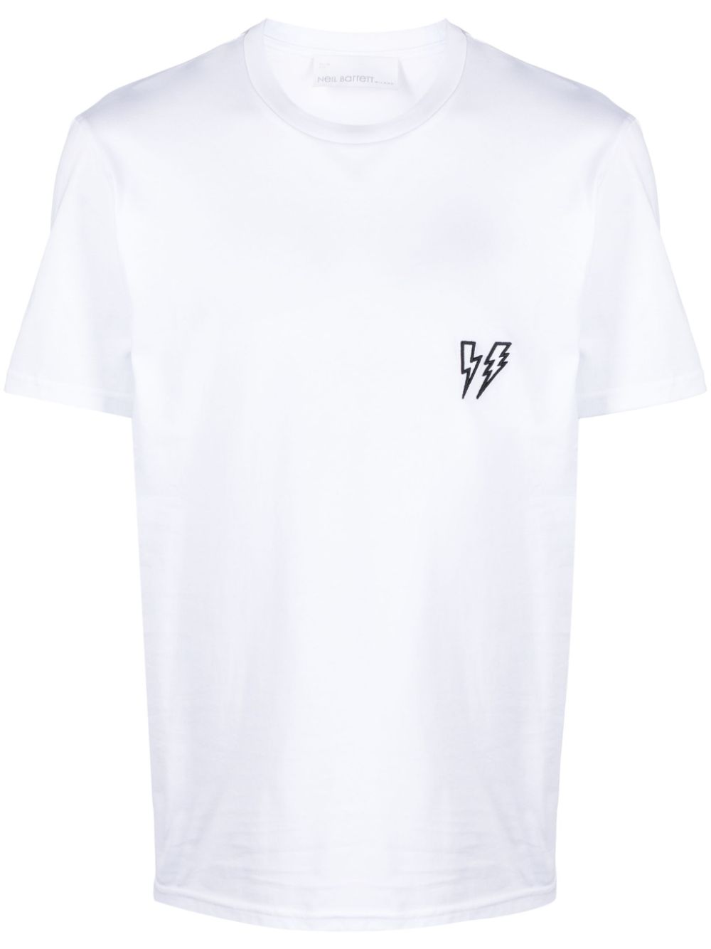 Neil Barrett Double Thunderbolt-embroidered cotton T-shirt - White von Neil Barrett