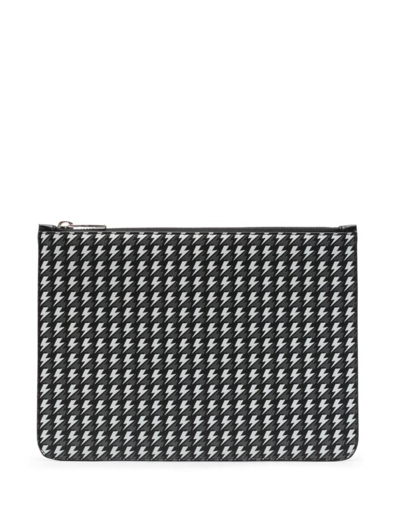 Neil Barrett Thunderbolt-pattern leather clutch bag - Black von Neil Barrett