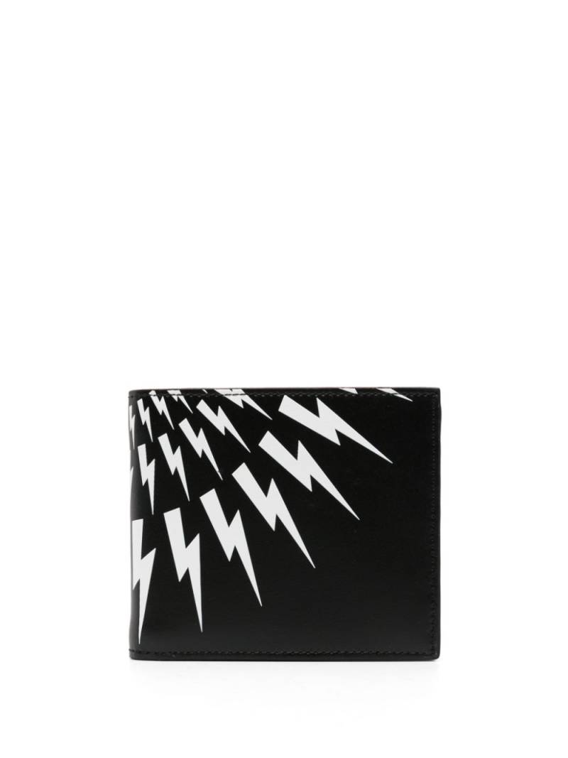 Neil Barrett Thunderbolt-print bi-fold leather wallet - Black von Neil Barrett