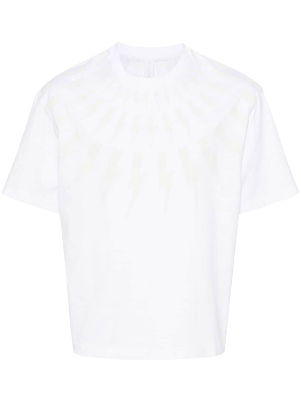 Neil Barrett Thunderbolt-print cotton T-shirt - White von Neil Barrett