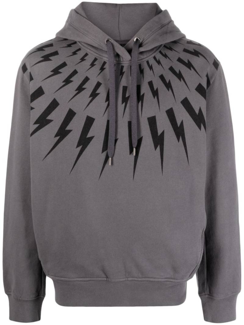 Neil Barrett Thunderbolt-print cotton hoodie - Grey von Neil Barrett