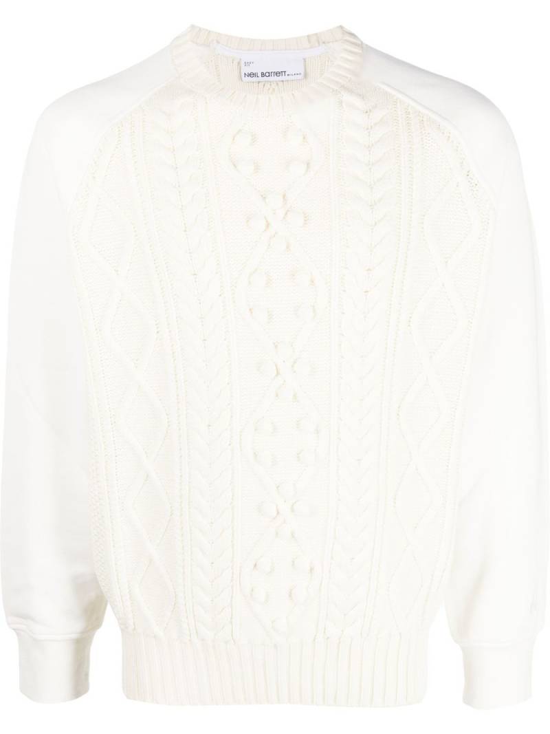 Neil Barrett crew-neck hybrid jumper - Neutrals von Neil Barrett