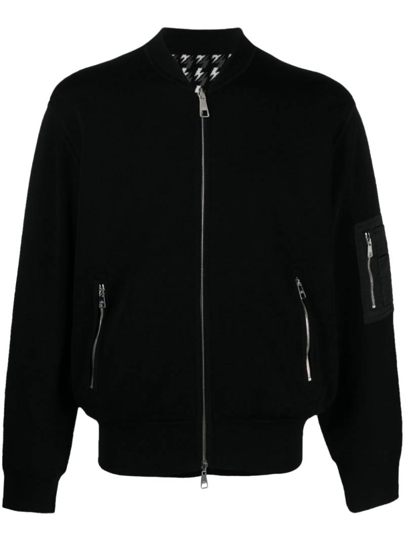 Neil Barrett zipped ribbed-knit cardigan - Black von Neil Barrett