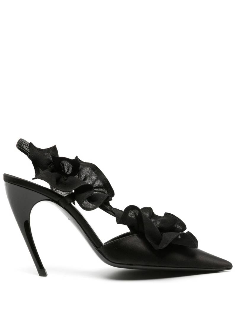 Nensi Dojaka 115mm ruffle-detail satin pumps - Black von Nensi Dojaka