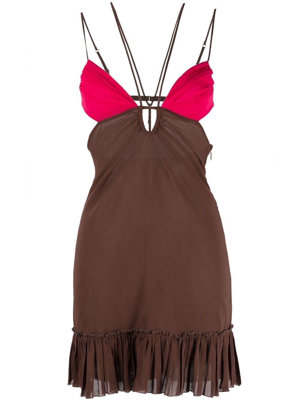 Nensi Dojaka front keyhole minidress - Brown von Nensi Dojaka