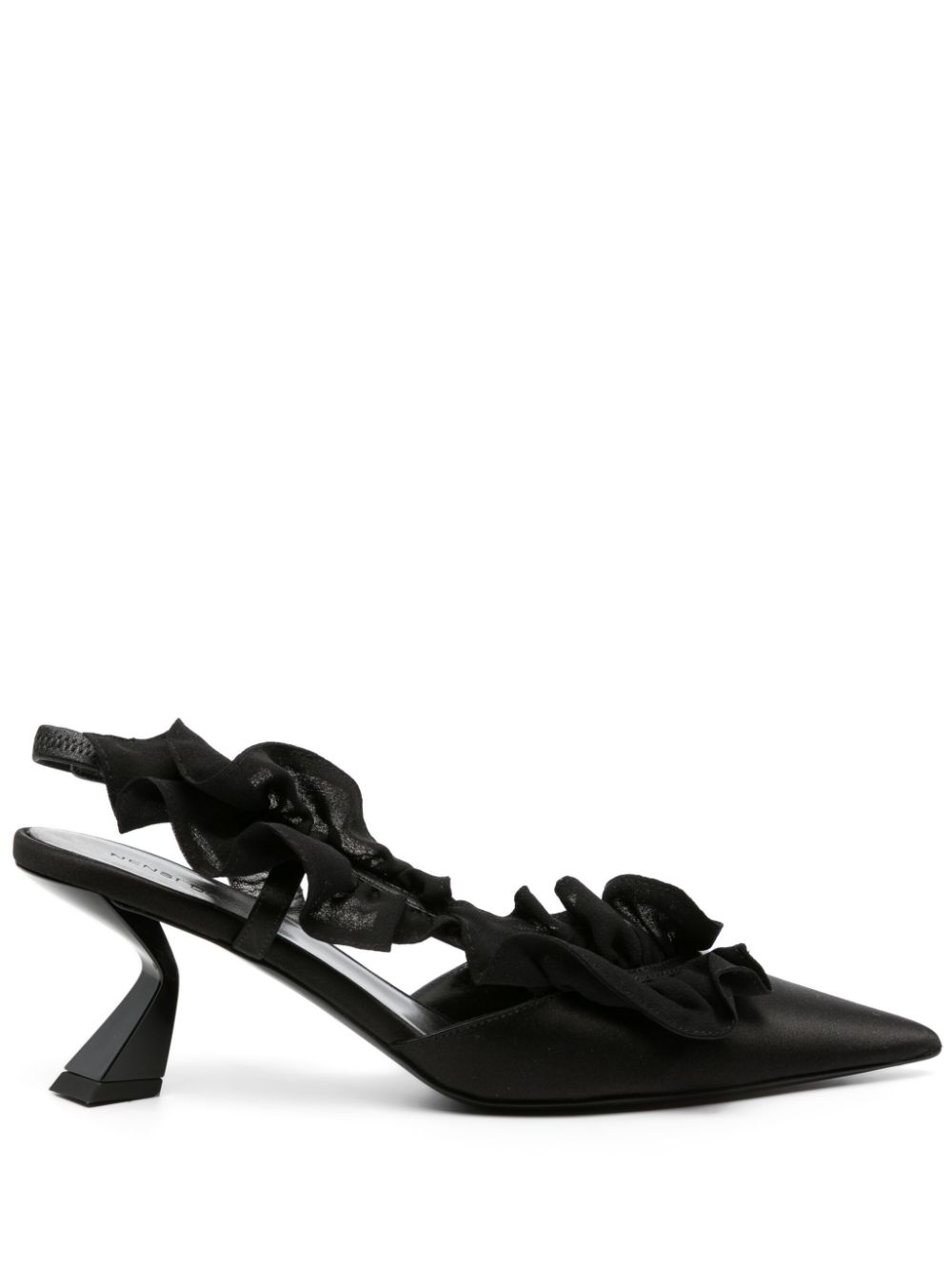 Nensi Dojaka ruffle-detailed satin slingbacks - Black von Nensi Dojaka