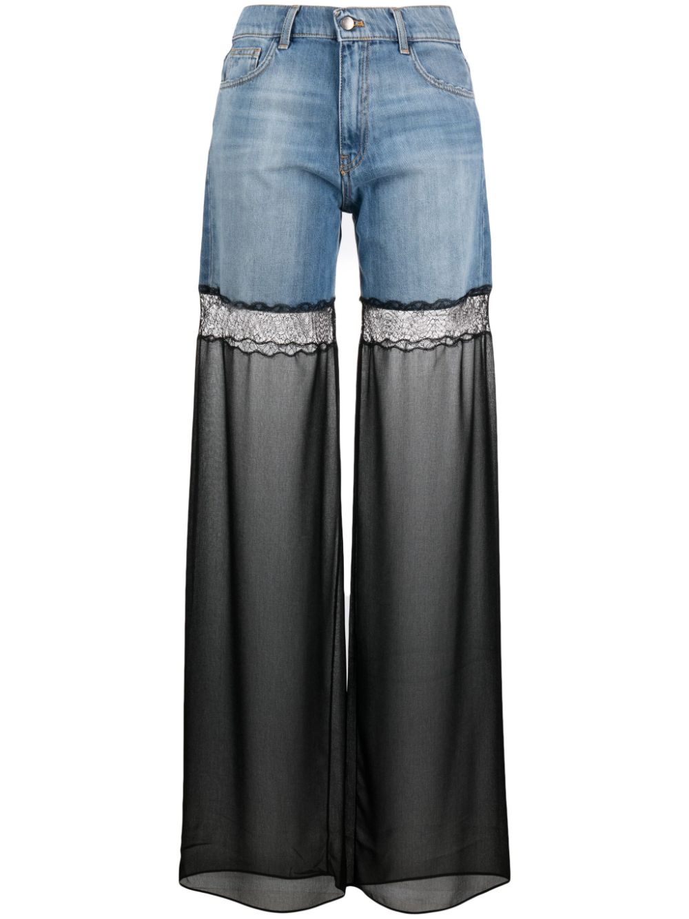 Nensi Dojaka tulle-panel straight-leg jeans - Blue von Nensi Dojaka