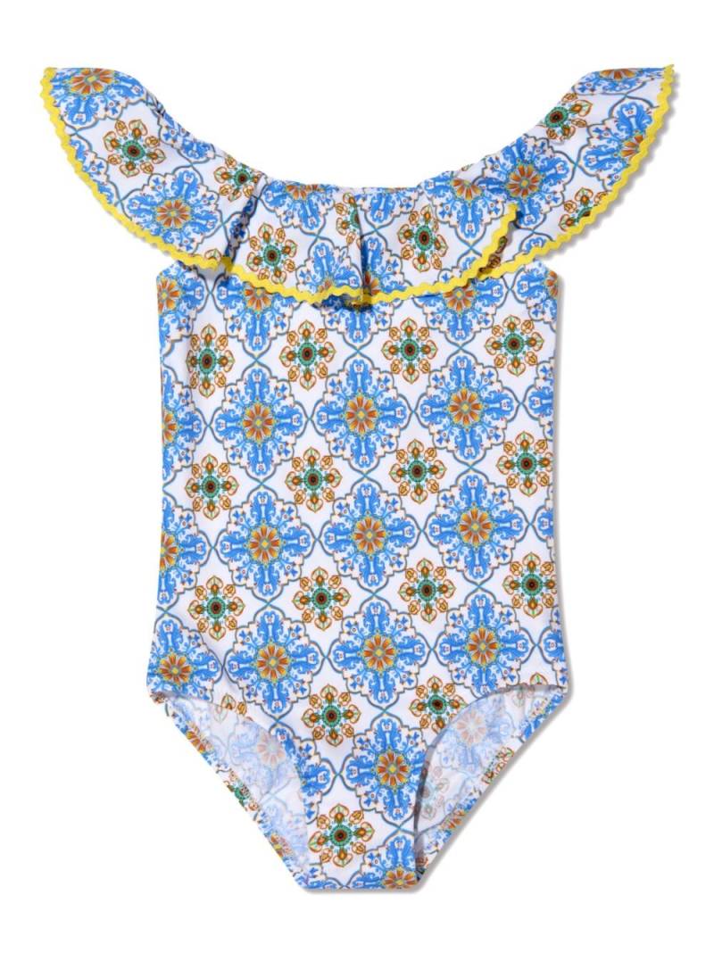 Nessi Byrd Kids Fenty geometric-print swimsuit - Blue von Nessi Byrd Kids