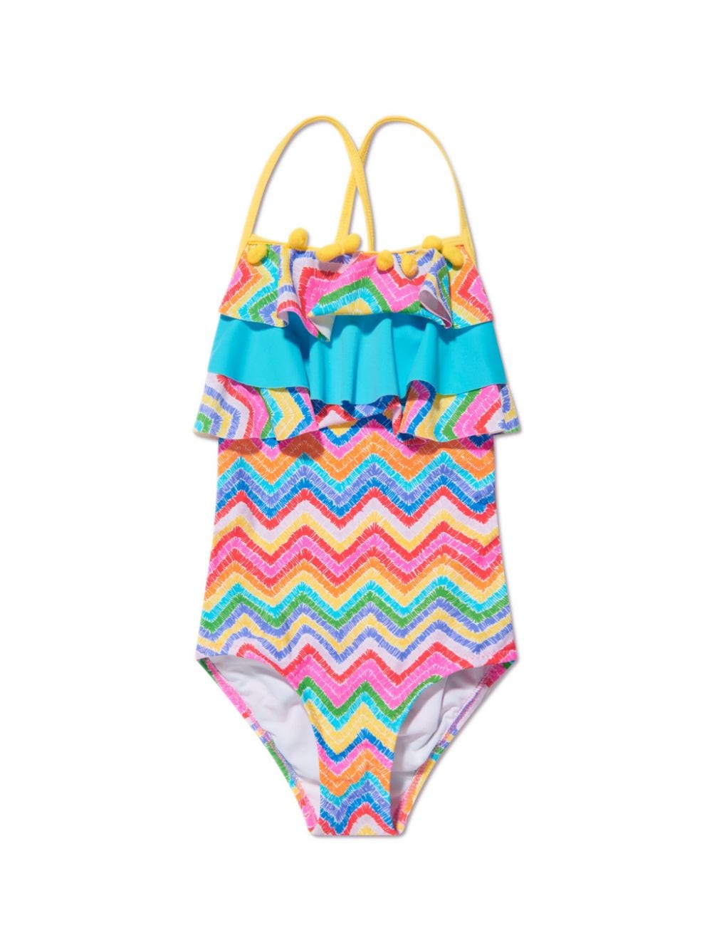 Nessi Byrd Kids Julie zigzag-pattern swimsuit - Blue von Nessi Byrd Kids